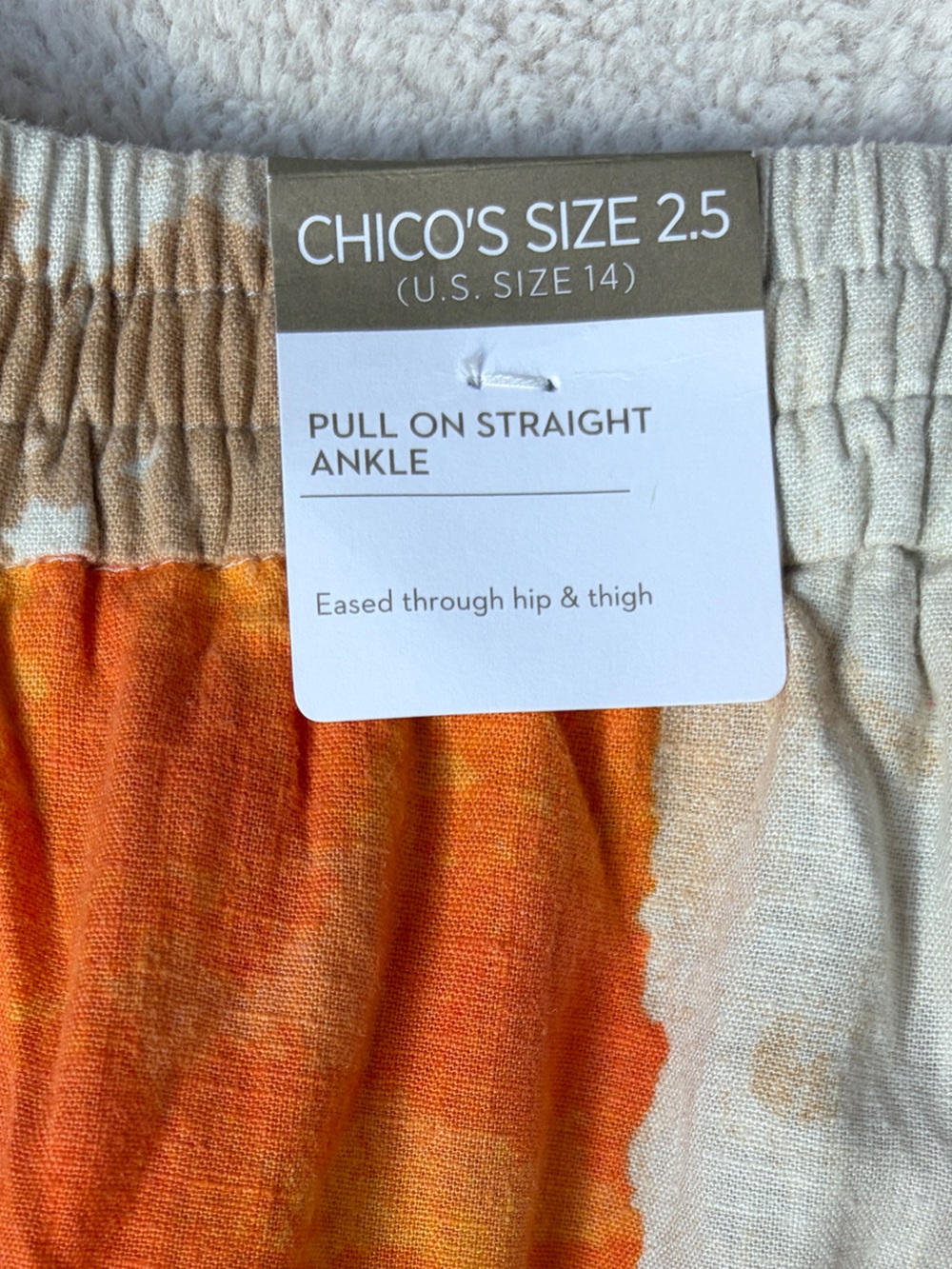 NWT Chico’s Wide-Leg Linen Blend Pants in Pink & Yellow Abstract Print Size 2.5 - Picture 8 of 8